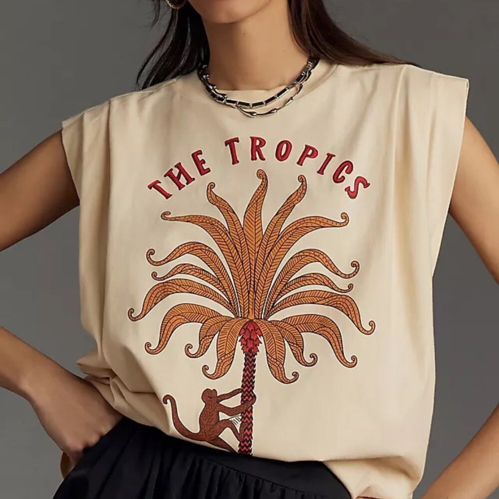 FARM Rio The Tropics Pleat Muscle Tee – Size XXS